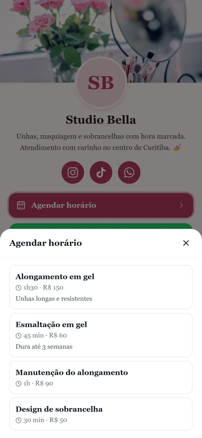 Cliente escolhendo o serviço