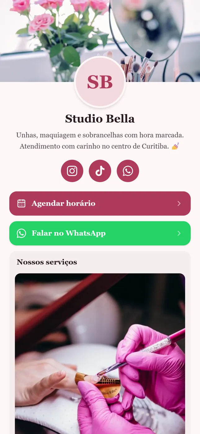 Exemplo de biosite de salão de beleza